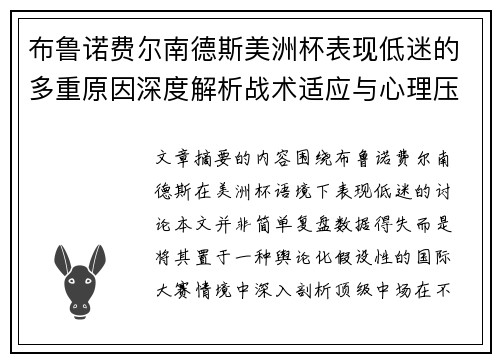 布鲁诺费尔南德斯美洲杯表现低迷的多重原因深度解析战术适应与心理压力探讨
